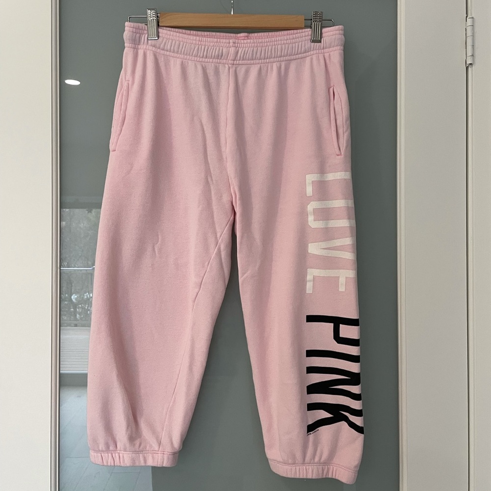 VS PINK Love Pink Cropped Sweapants